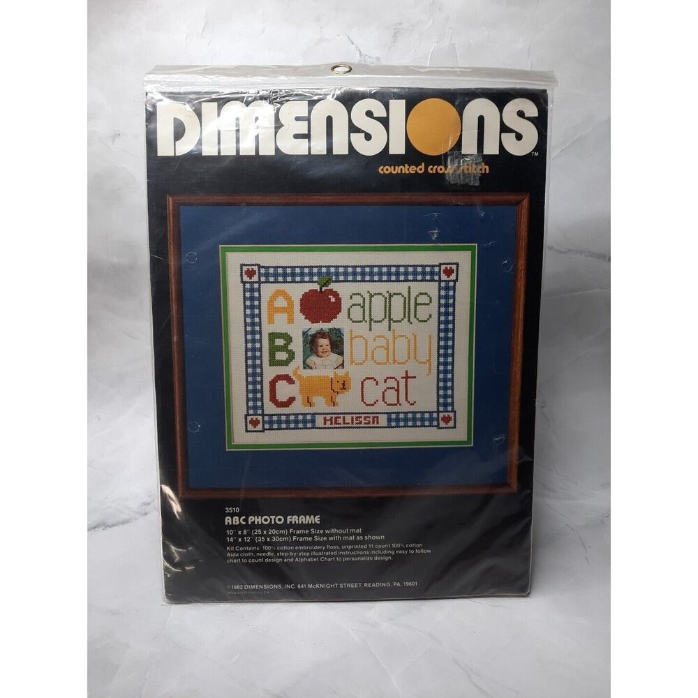 Vintage Dimensions Counted Cross Stitch Kit ABC Photo Frame Personalized Child